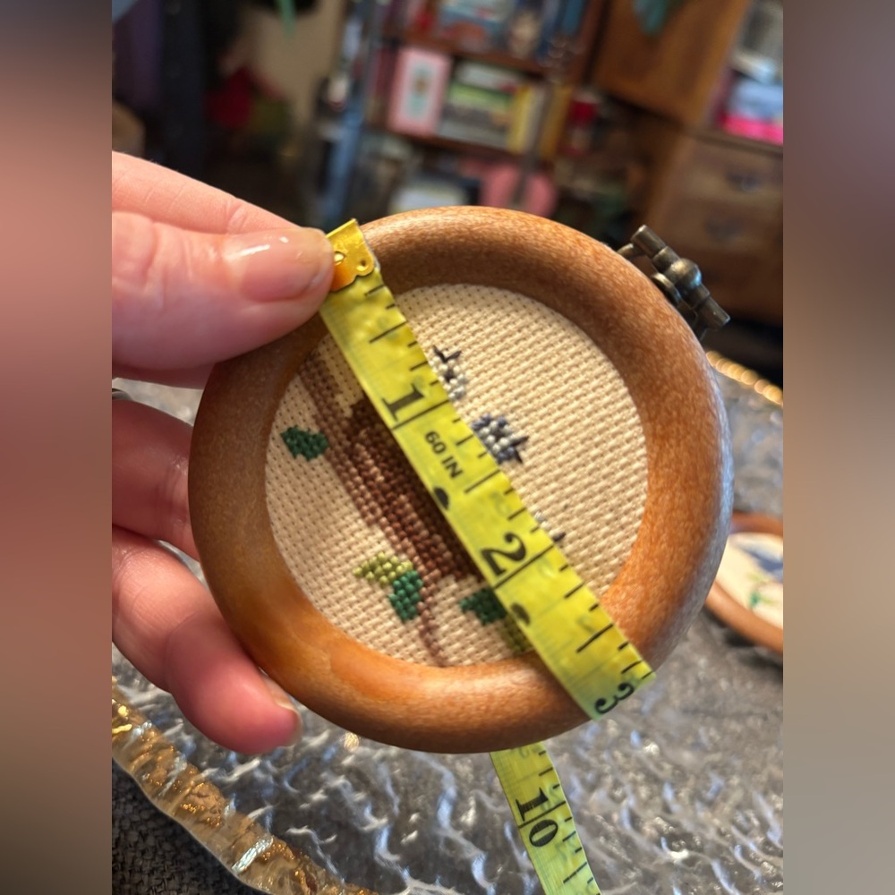 Vintage Mini Bird Embroidery Wall Art Set (3) • Wooden Hoop Frames • Folk Story - Picture 11 of 13
